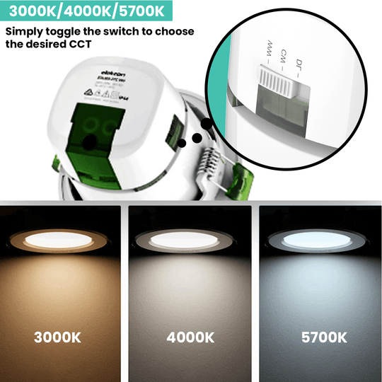 Daintree 111 - 10W-IP44-LED Downlight - Dimmable-CCT-Tricolour-Changeable - 90mm Cutout-Elekzon