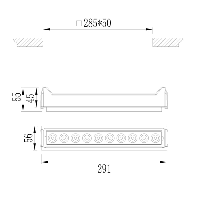 There are fixed and adjustable version for the linear mini downlight. The adjustable version allows you to tilted the light from 0-25 degree for flexble lighting effect.