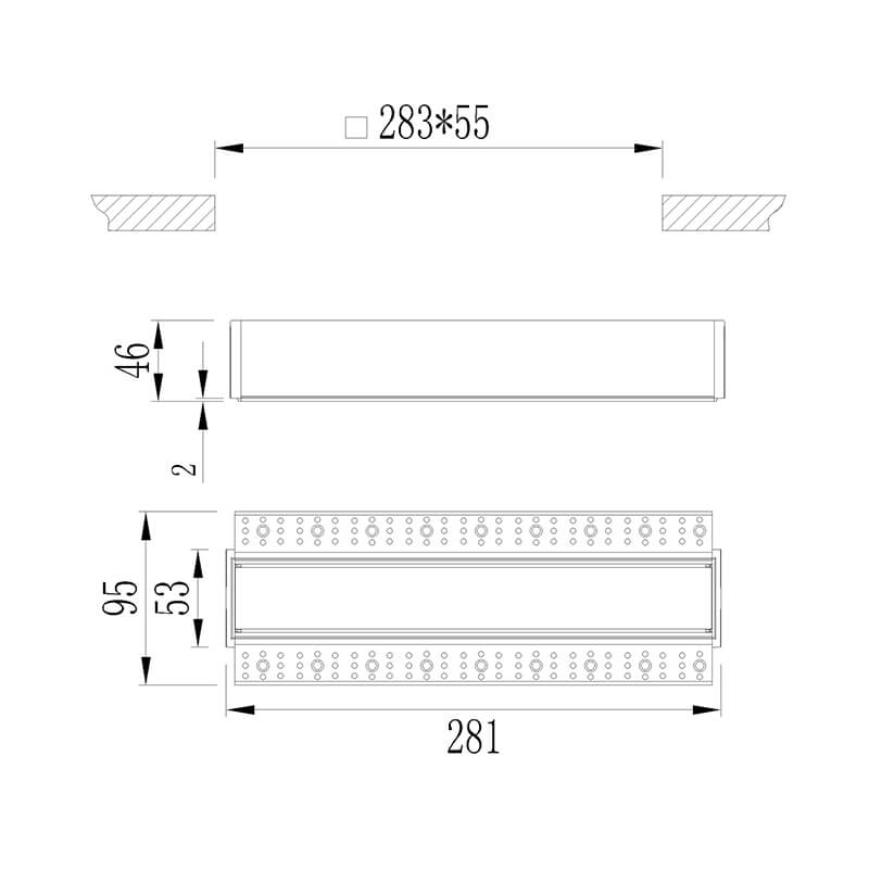 The adjustable linear downlight with a height of 55mm, which is suitable for the ceiling with limited cavity.