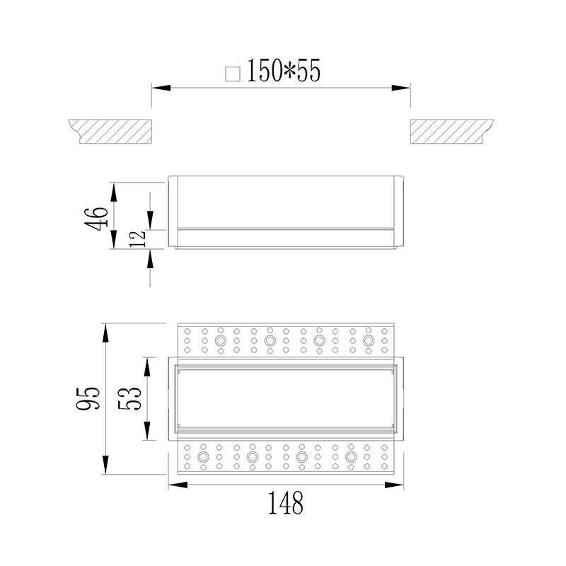 The dimension of the adjutable trimless linear downlight is only 55mm high, which is suitable for the ceiling with limited space