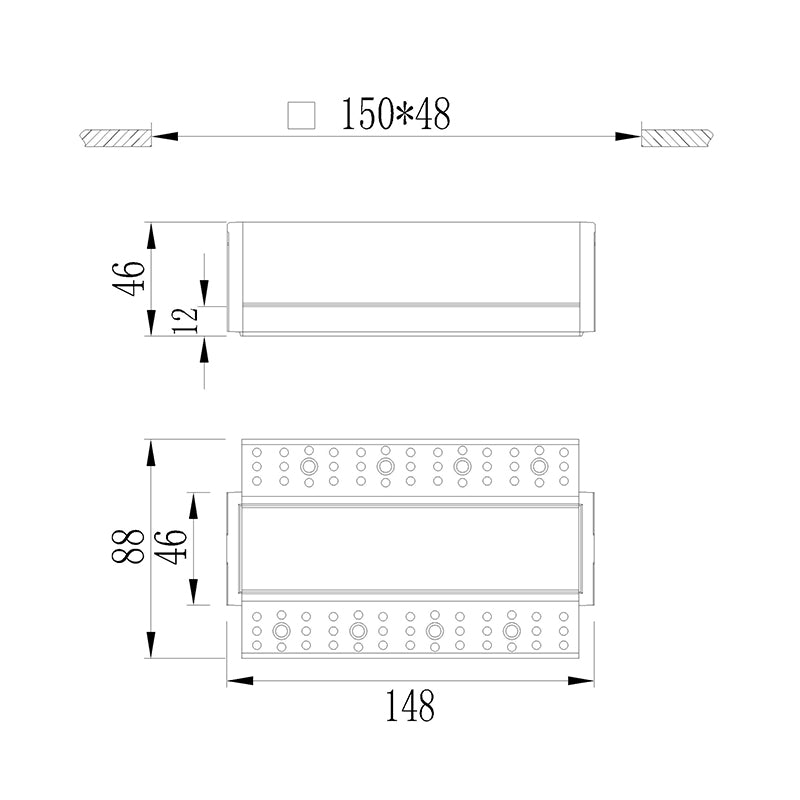 The fixed downlight is trimless, its height is only 48mm, which is for low profile ceiling