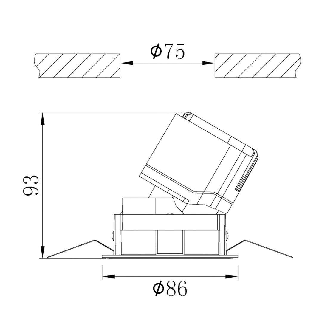 The tilted options of the downlight could be about 0-35 degree tilted vertically