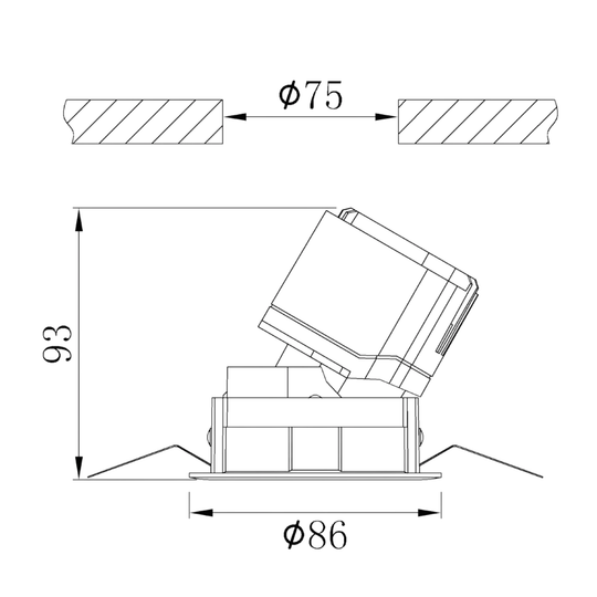 The tilted options of the downlight could be about 0-35 degree tilted vertically