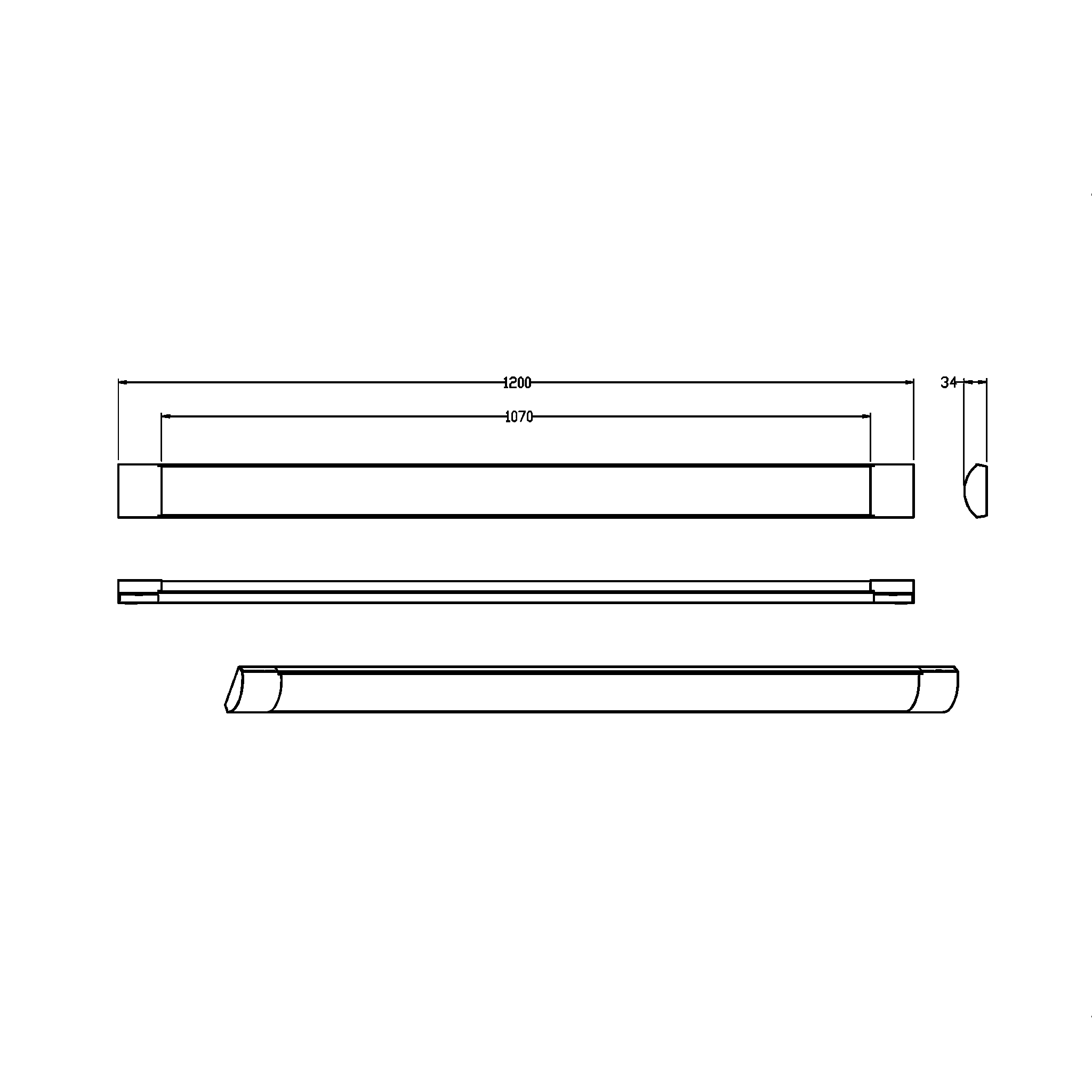 The Bondi slime batten 35w is 1200mm.
