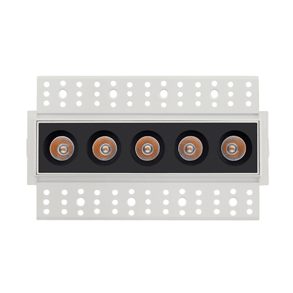 The 10w linear downlight composed with 5pcs mini linear downlight spots. The light is in high CRI≥90, and double anti-glare with UGR<6.