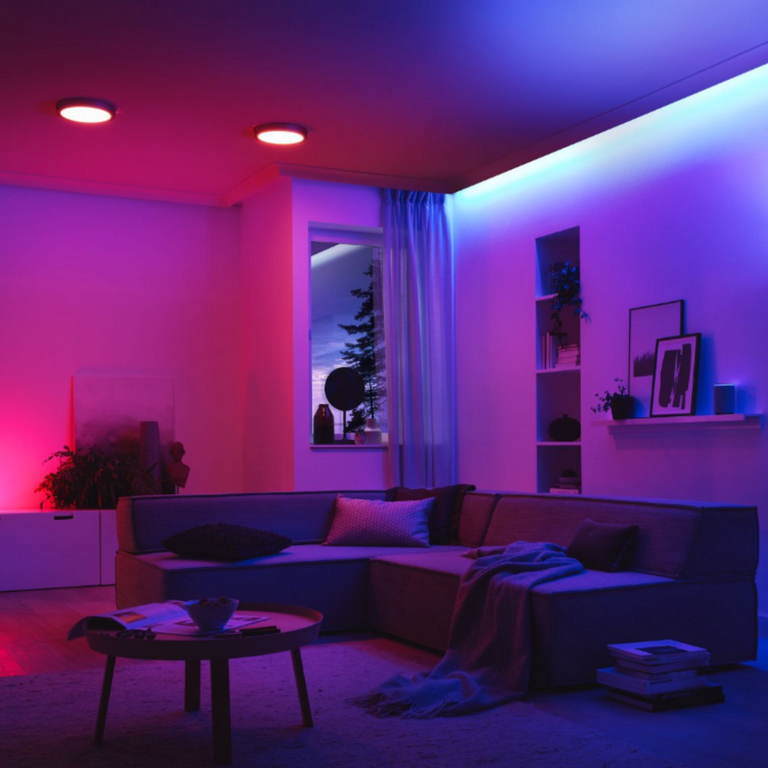 RGB+W strip light making a statement in living room