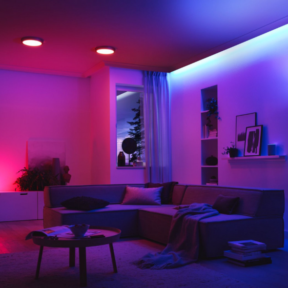 RGB+W strip light making a statement in living room
