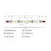 led strip light Coogee IP66 dimension, which is 5 meters long and can be cut in 50mm increments or joined for a maximum length of 10m.